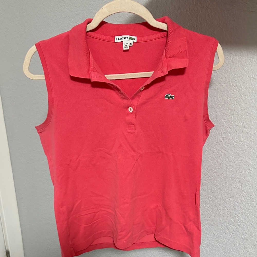 Lacoste Women's Coral Sleeveless Polo Top